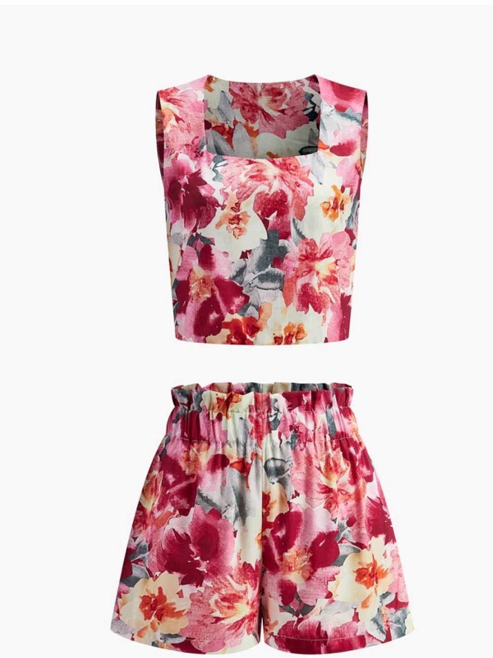 NWT Commense Floral Print Sleeveless Shorts Set Size S